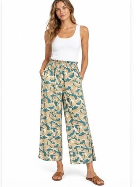 MIRTH 100% Cotton Abstract Printed Pull On Relaxed Wide Leg Ankle Pants Size S